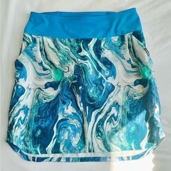 Patagonia Blue Marble Swirl Tech Fishing Active Skort Rivermouth: Radar Blue XS - Picture 1 of 8